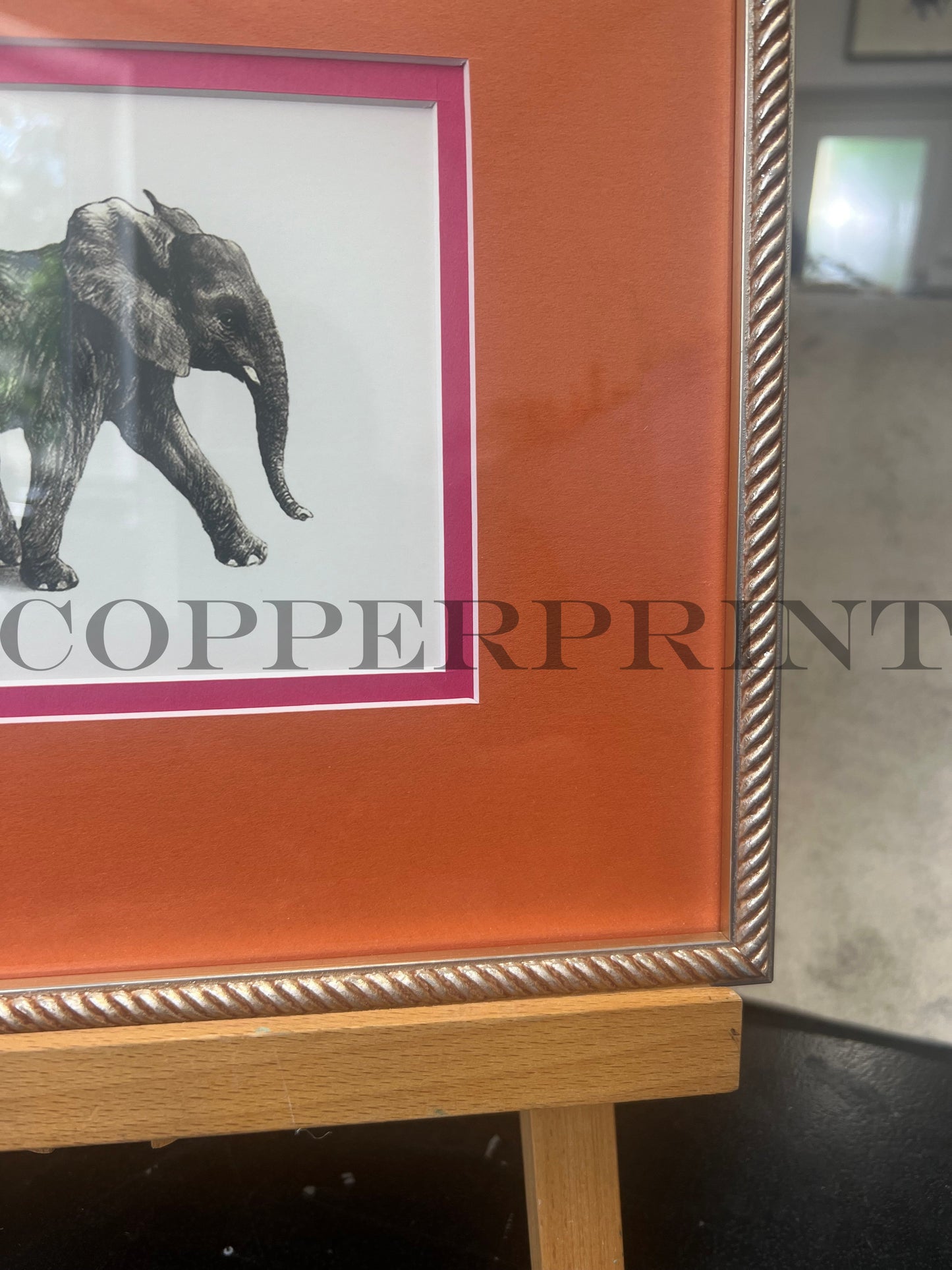 Rähmchen // Elefant // orange - pink Doppelpassepartout