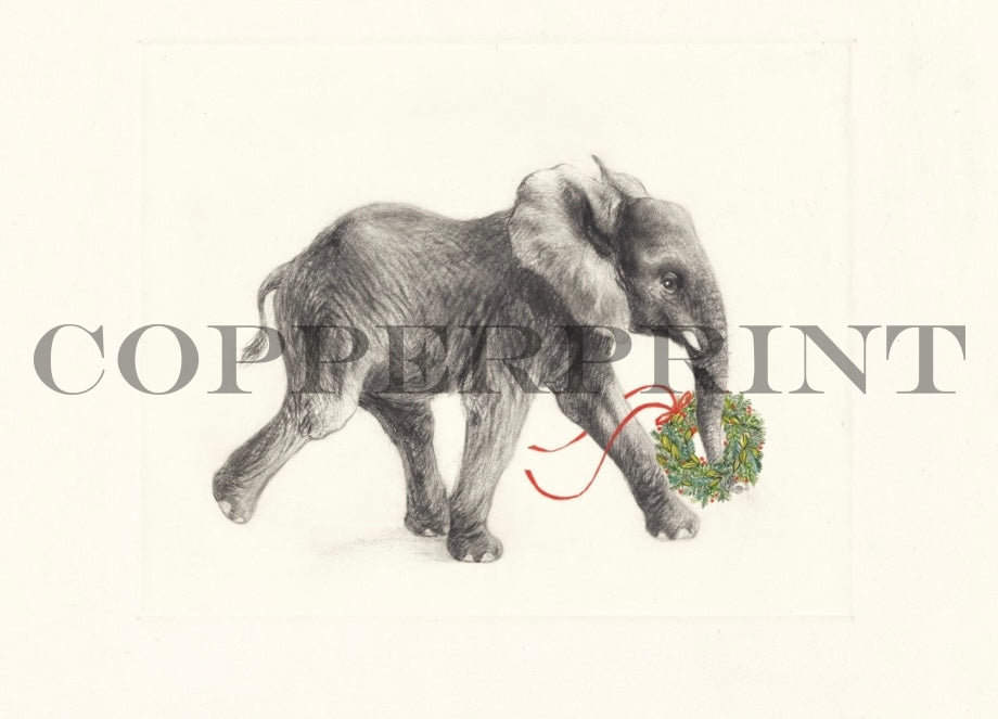 Junger Weihnachtselefant mit Kranz ltd 100Stück