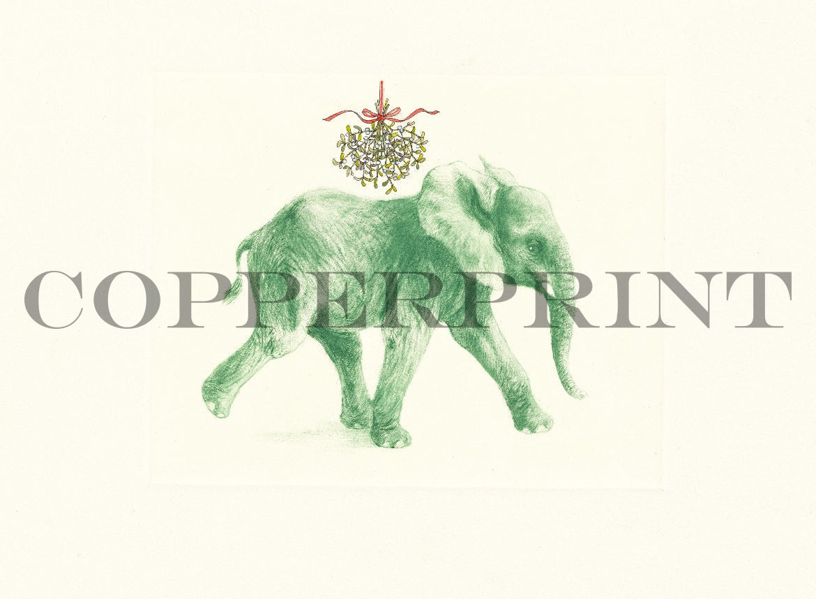 Junger Weihnachtselefant mit Mistelzweig ltd 100Stück