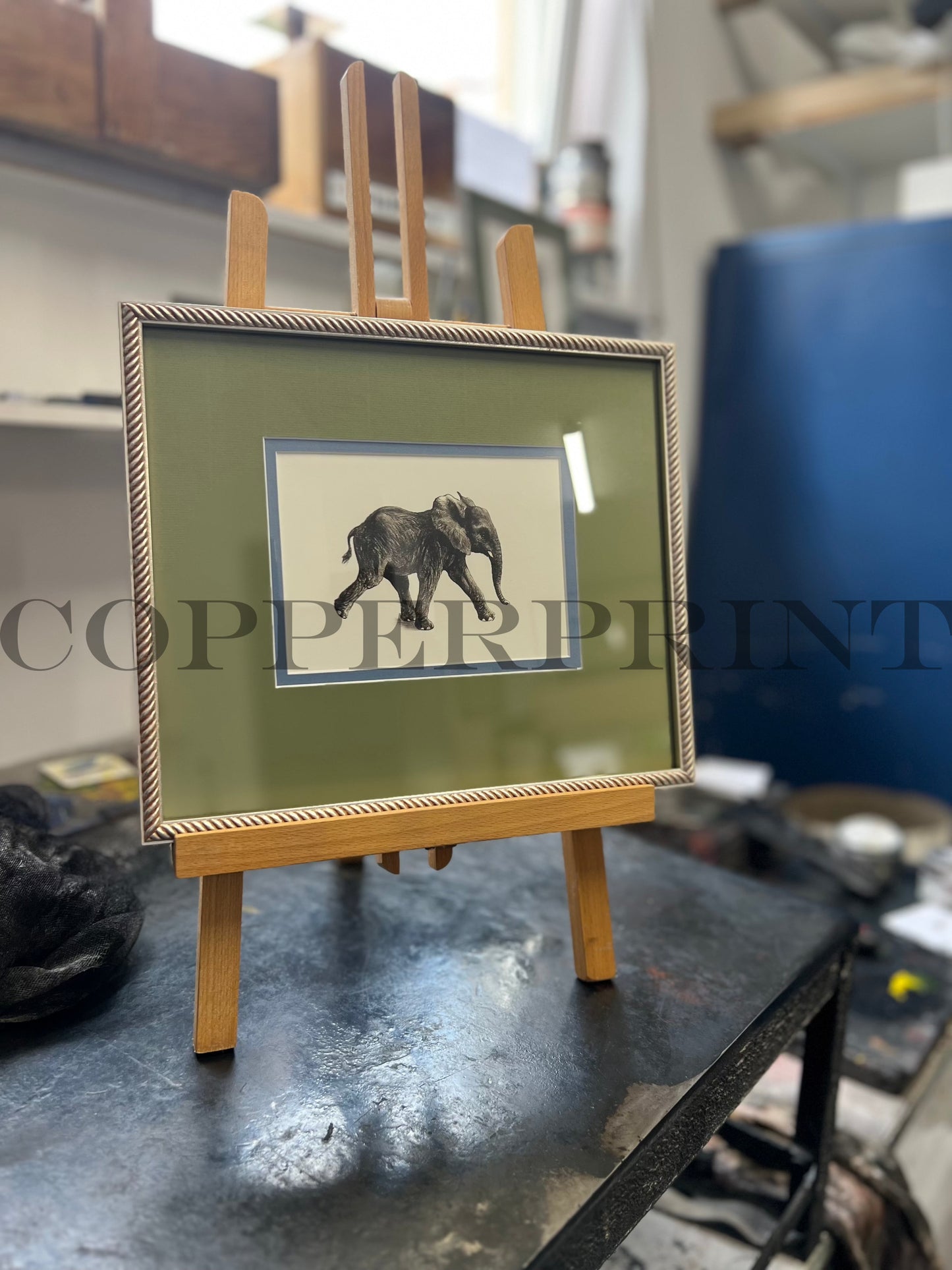 Rähmchen // Elefant // mint - hellblau Doppelpassepartout