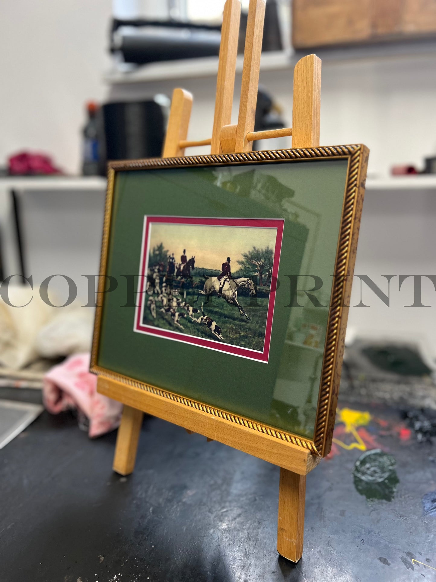 Rähmchen // Jagd // grün - rot Doppelpassepartout