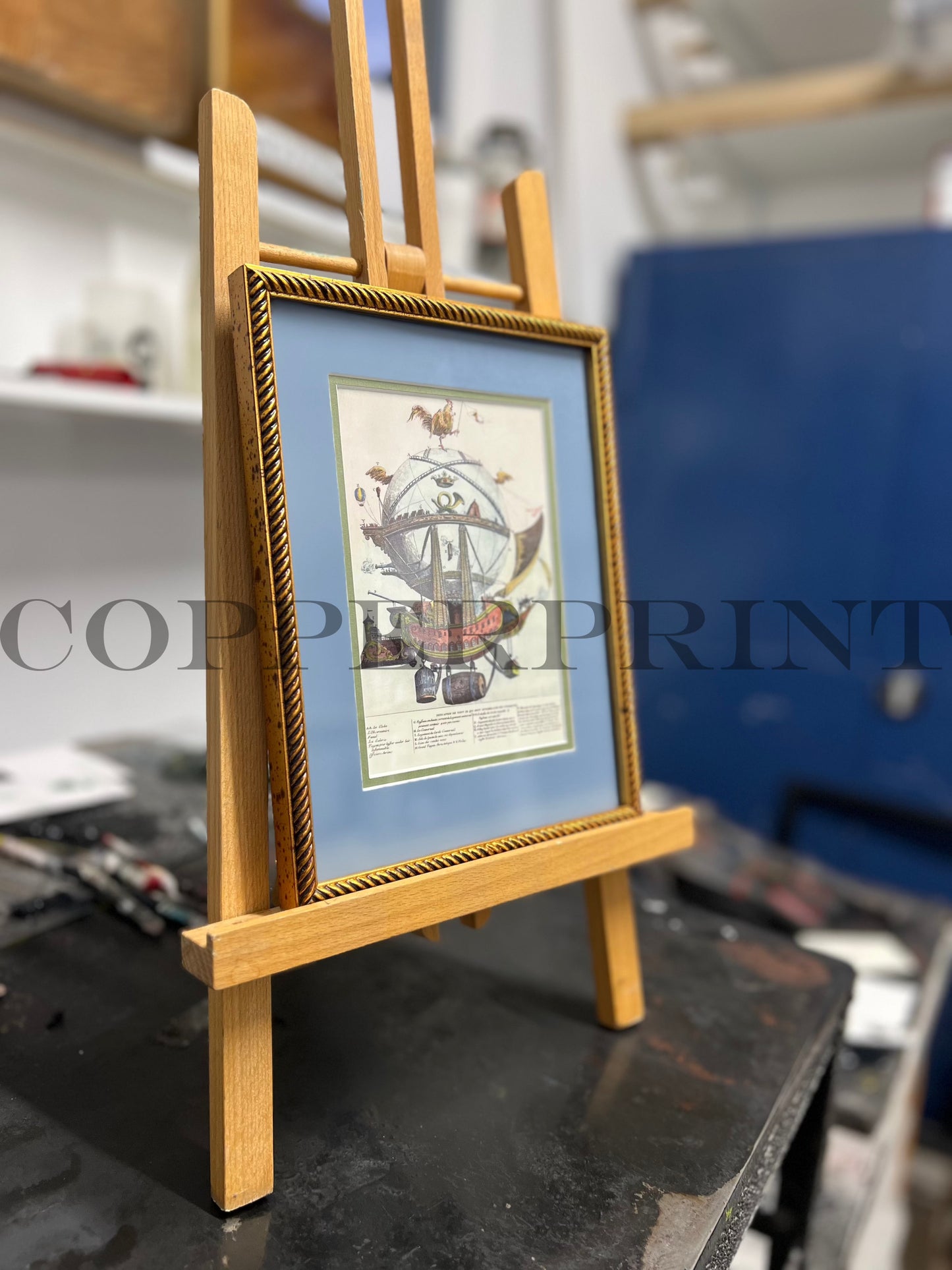 Rähmchen // Ballon // petrol dunkel - altrosa Doppelpassepartout