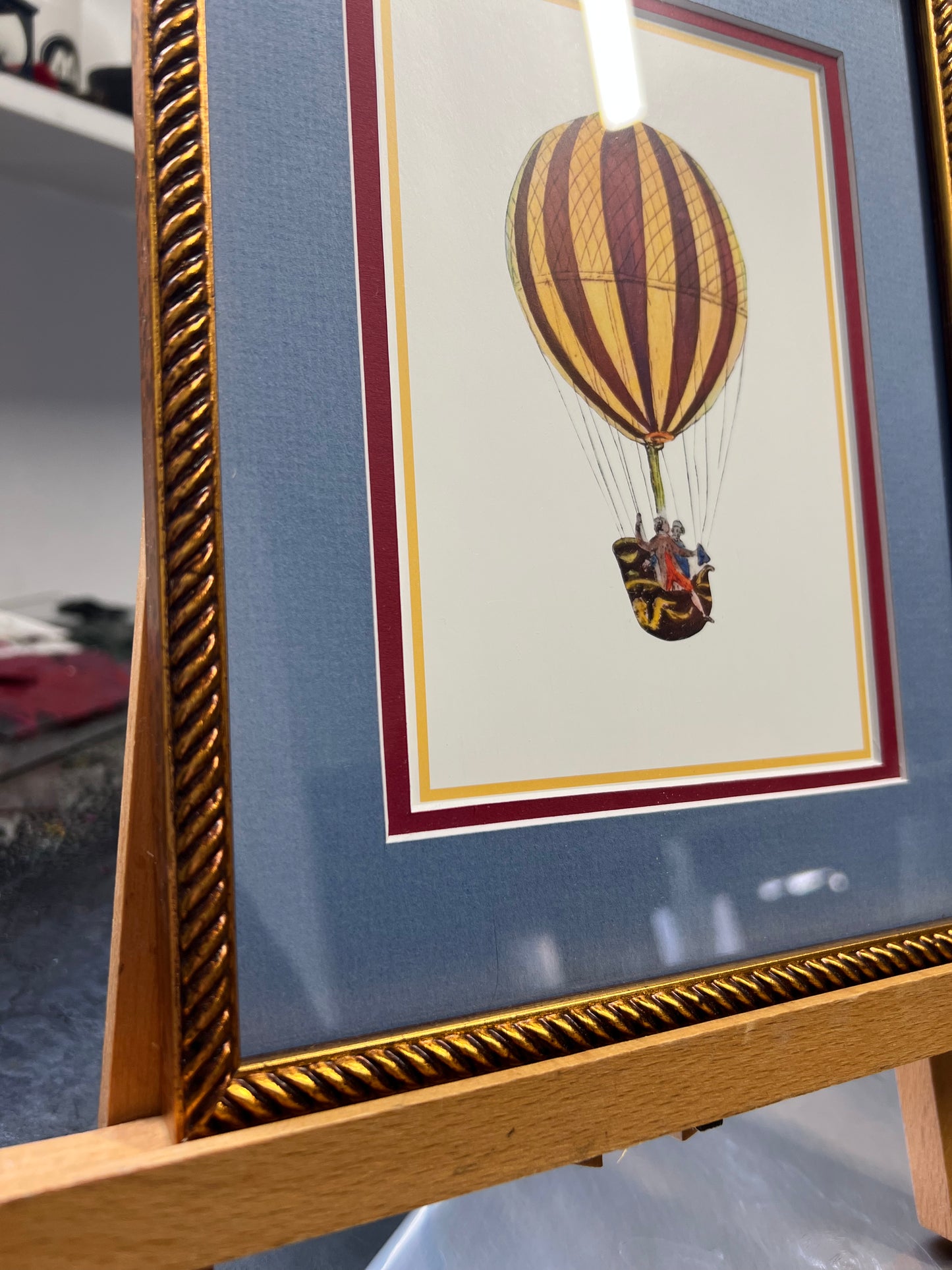 Rähmchen // Ballon gelb // hellblau - rot Doppelpassepartout