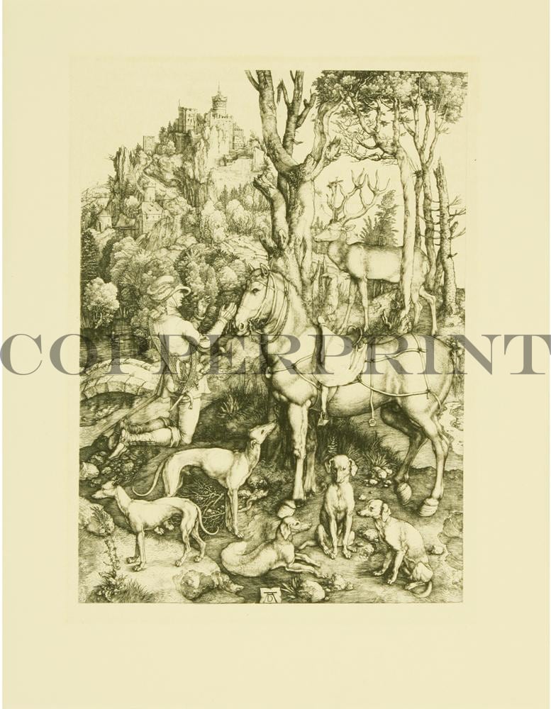 Zeichnung von Hubertus Eustachius Kunstdruck Tiefdruck