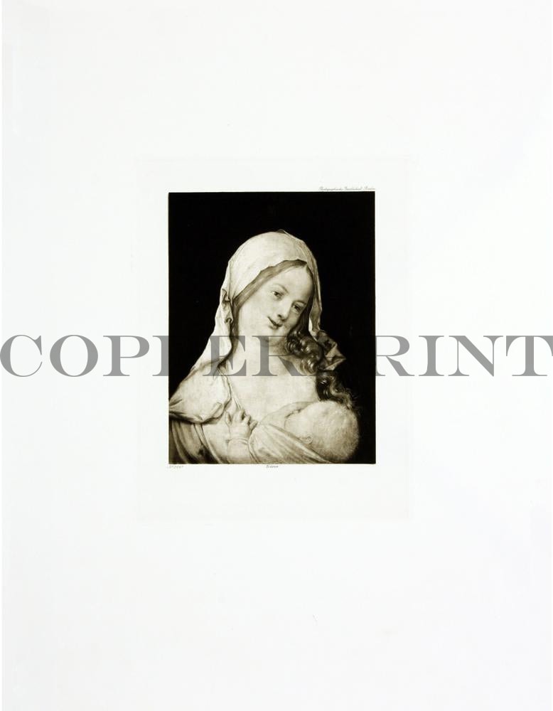 Maria stillt Kind Kunstdruck Tiefdruck