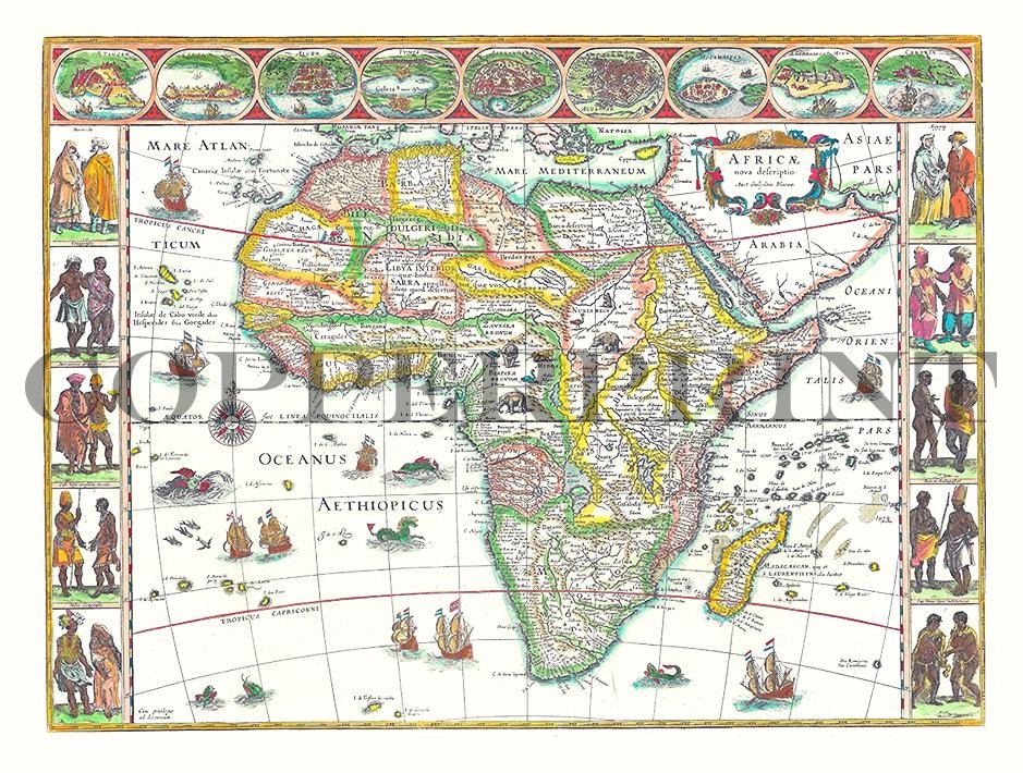 historischer Atlas zeigt Afrika Kunstdruck Tiefdruck