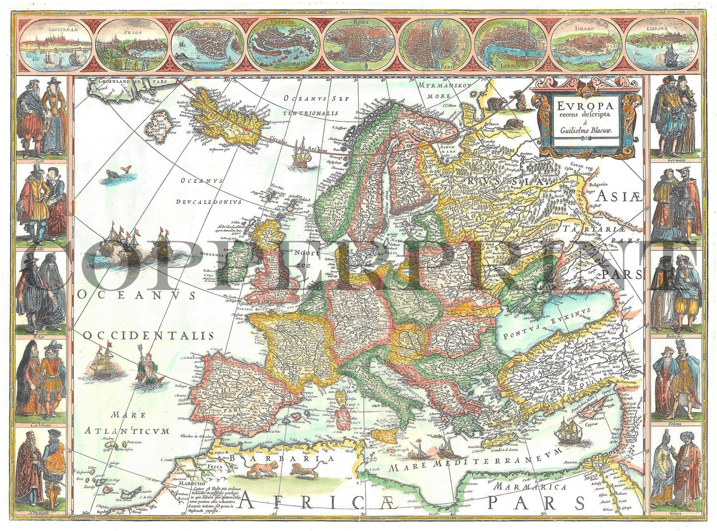 Historischer Atlas von Europa Kunstdruck Tiefdruck