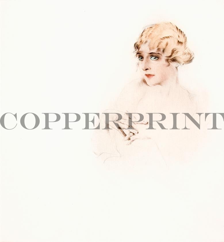 weibliches blondes Aktmodel Kunstdruck Tiefdruck