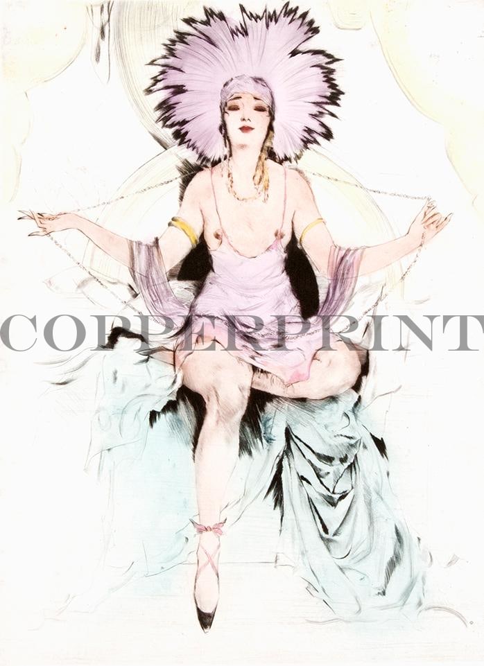 weibliches Aktmodel sitzend Kunstdruck Tiefdruck