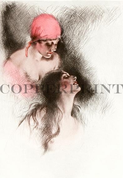 Portrait zweier Frauen Kunstdruck Tiefdruck