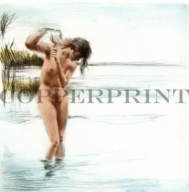 weibliches Aktmodel im Wasser Kunstdruck Tiefdruck