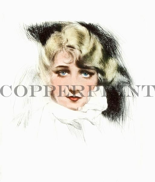 Portrait einer Frau Kunstdruck Tiefdruck