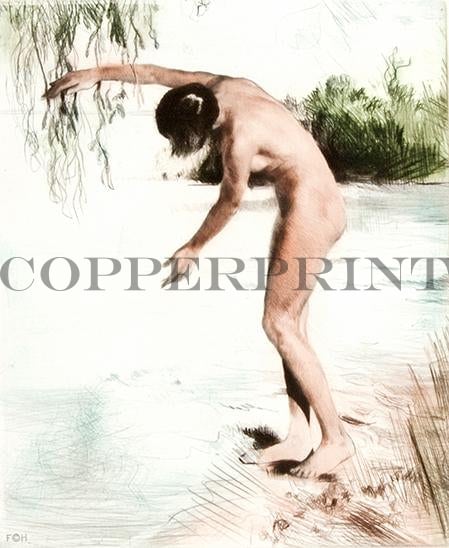 nacktes Mädchen am Strand Kunstdruck Tiefdruck