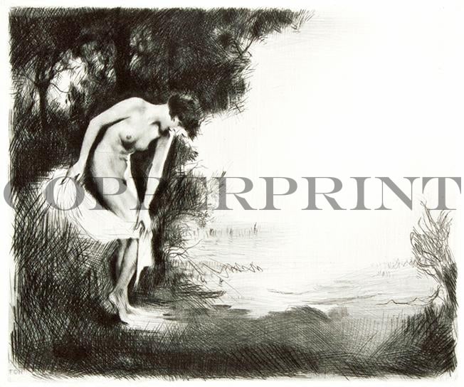 weibliches Aktmodel am See Kunstdruck Tiefdruck