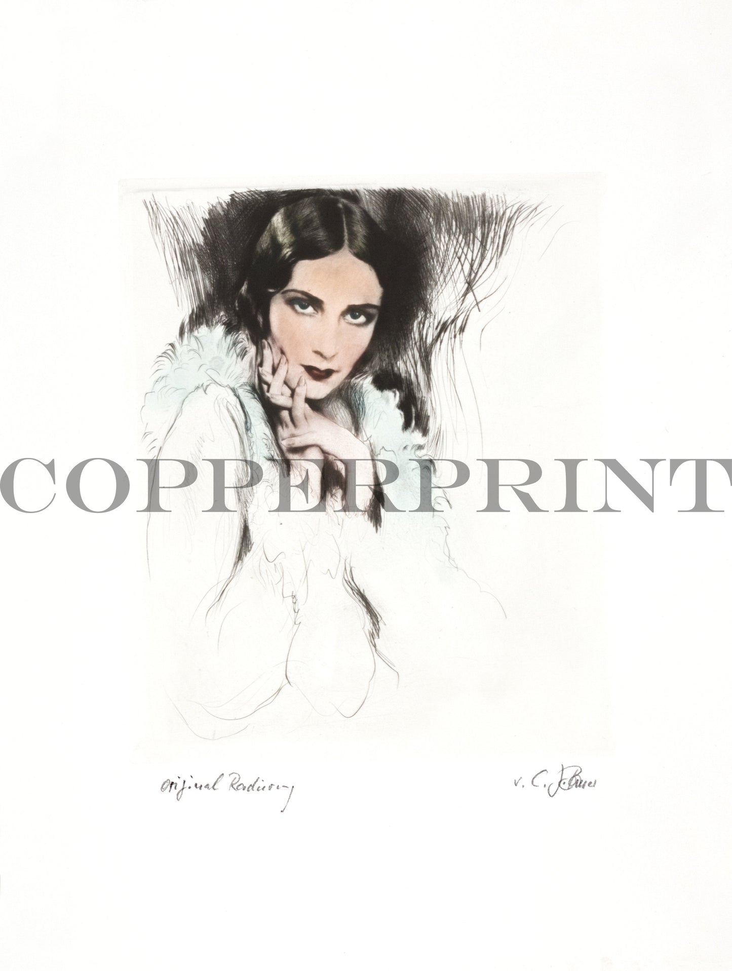 Portrait einer Frau Kunstdruck Tiefdruck