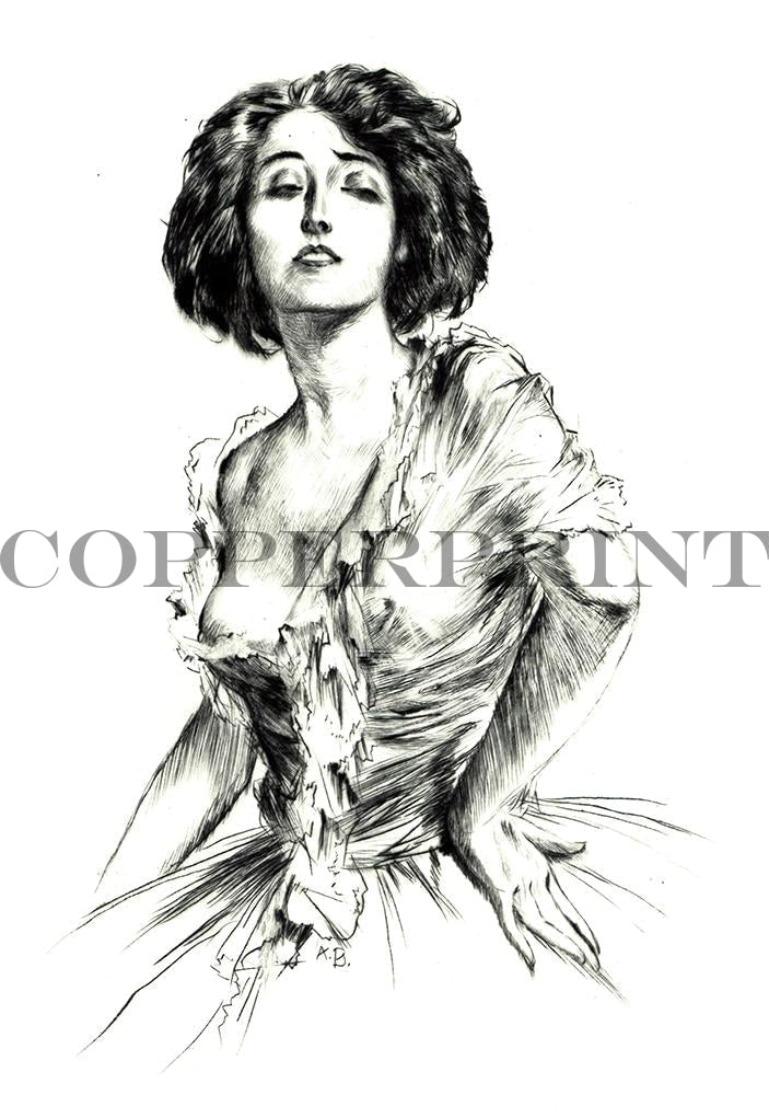 Portrait einer Dame Kunstdruck Tiefdruck