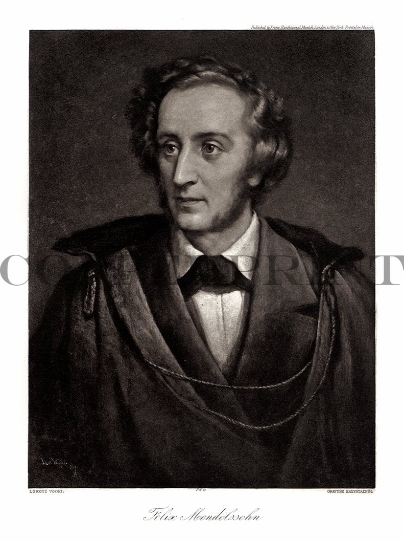Portrait von Felix Mendelssohn Bartholdy Kunstdruck Tiefdruck