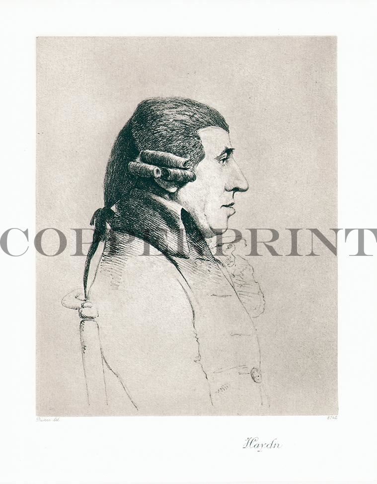Portrait von Joseph Haydn schwarzweiß Kunstdruck Tiefdruck