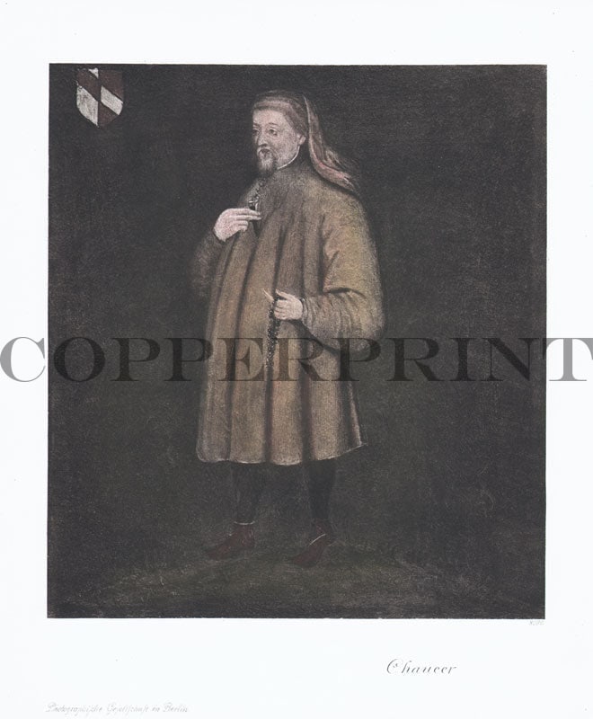 Portrait von Geoffrey Chaucer stehend Kunstdruck Tiefdruck