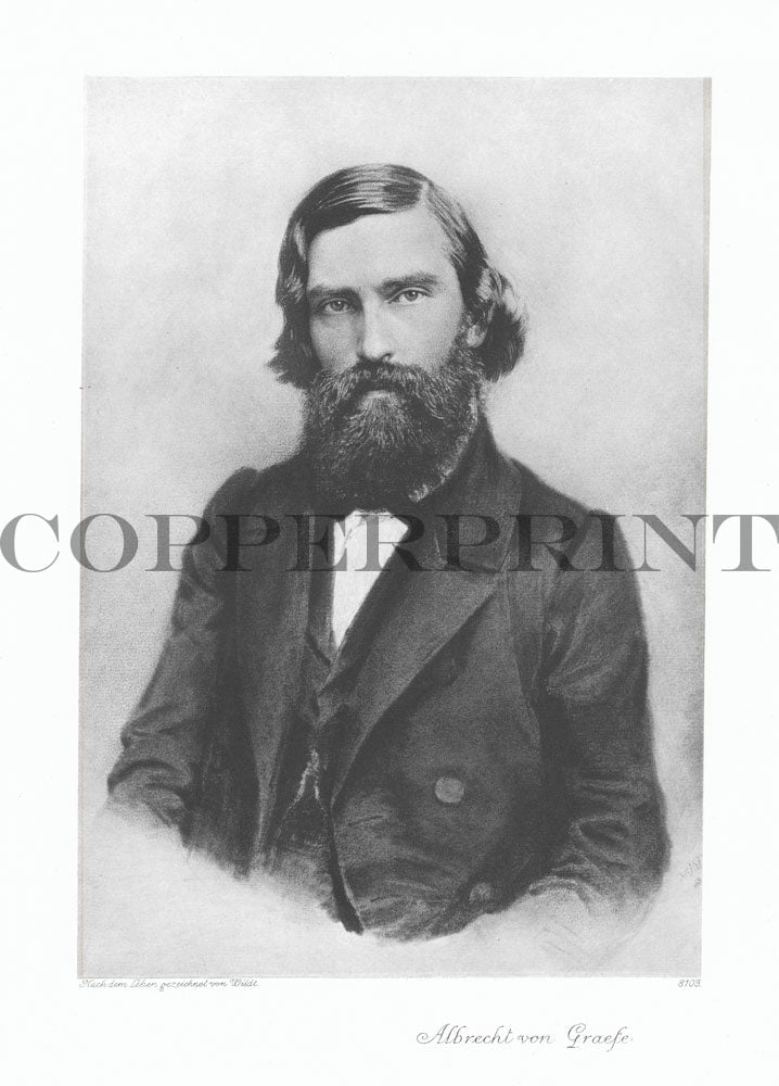 Portrait von Albrecht von Graefe schwarz weiß Kunstdruck Tiefdruck