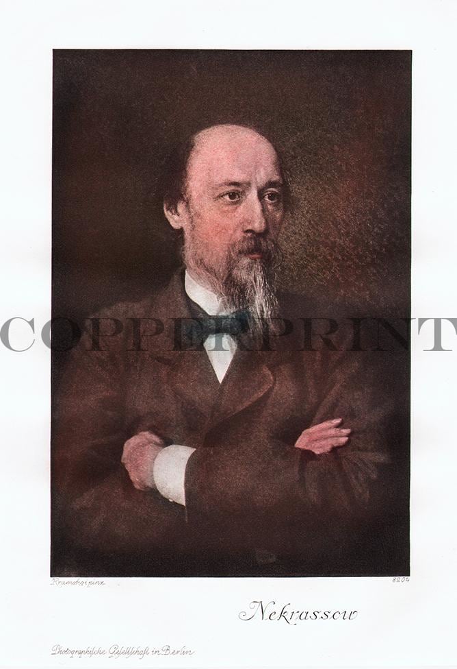 Portrait von Nikolai Alexejewitsch Nekrassow Kunstdruck Tiefdruck