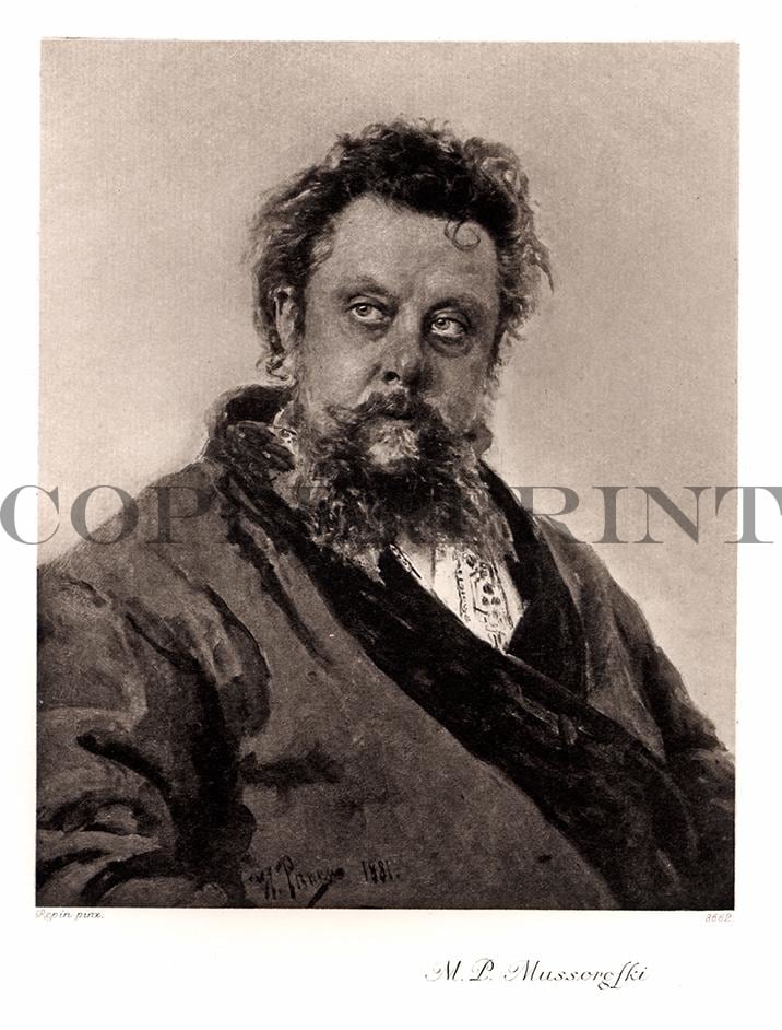 Portrait von M. P. Mussorgski Kunstdruck Tiefdruck
