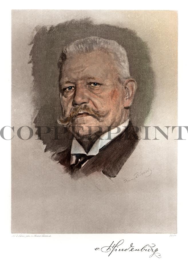 Portrait von Paul von Hindenburg Kunstdruck Tiefdruck
