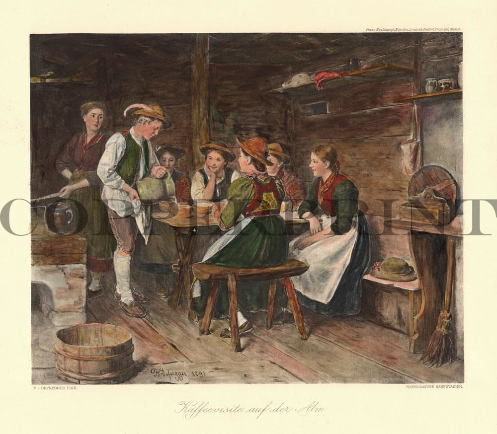 Leute auf der Alm Kunstdruck Tiefdruck