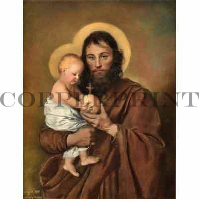 St. Joseph mit Christus Kunstdruck Tiefdruck