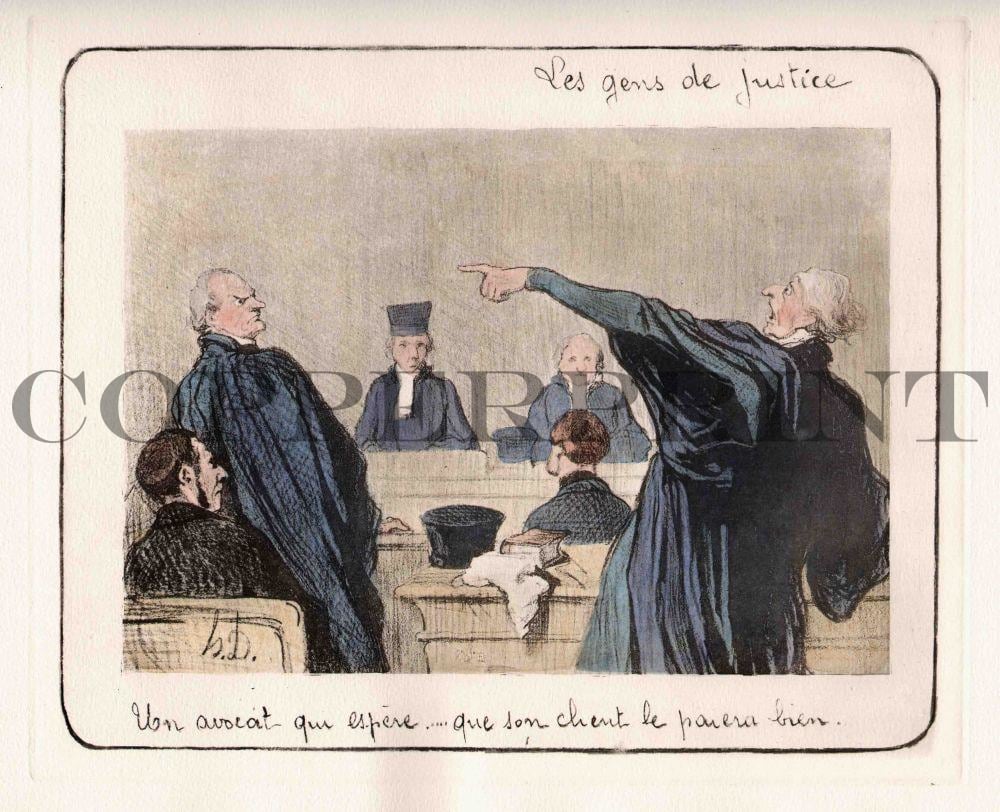 Humorvolle Illustration von Juristen Kunstdruck Tiefdruck