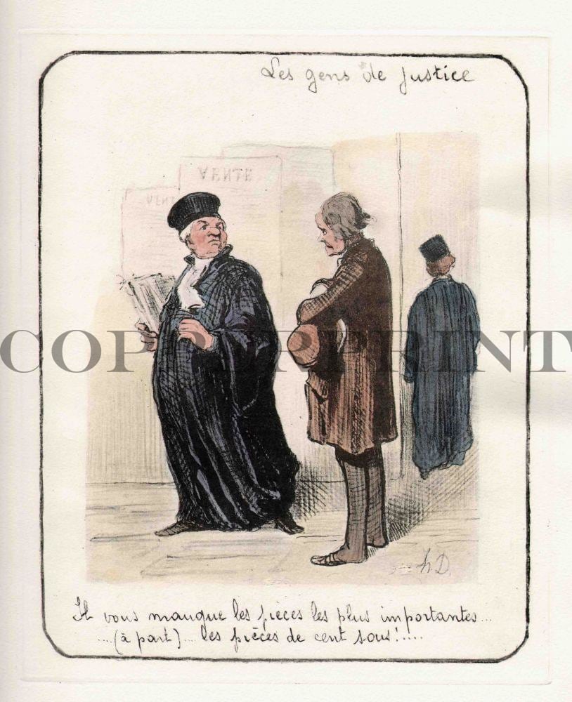 Humorvolle Illustration von Juristen Kunstdruck Tiefdruck
