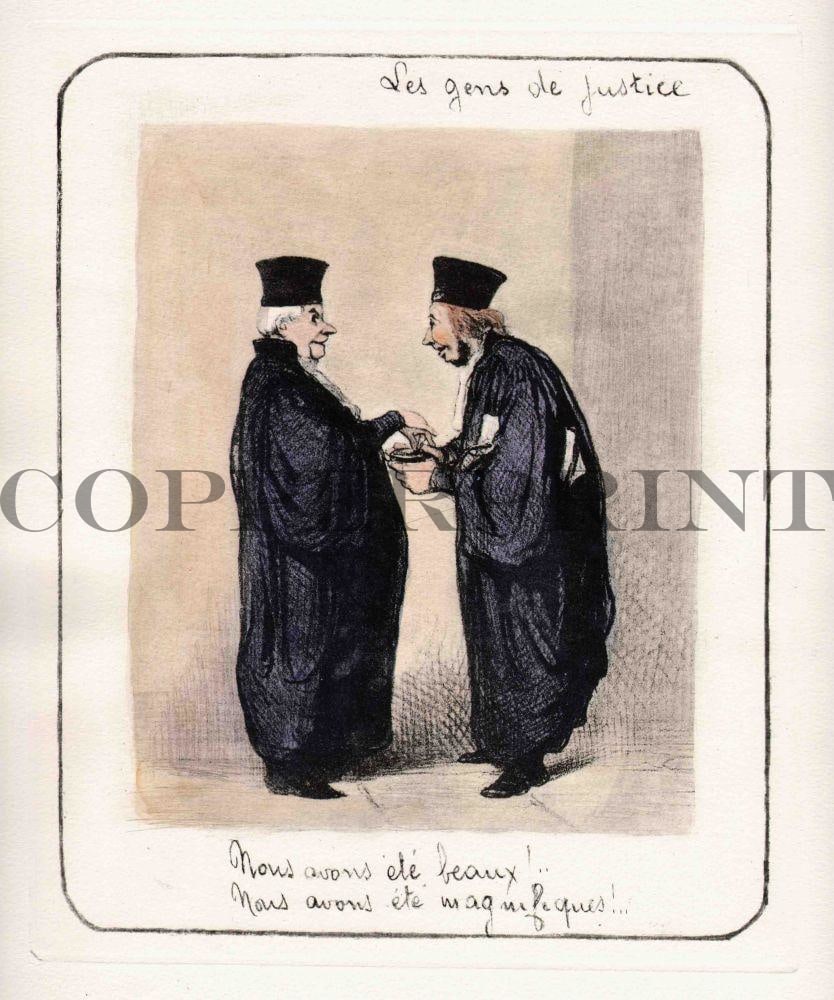 Humorvolle Illustration von Juristen Kunstdruck Tiefdruck