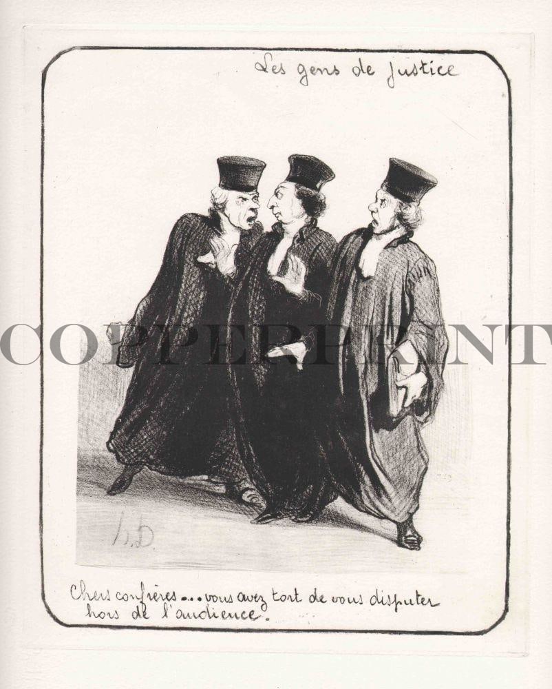 Humorvolle Illustration von Juristen Kunstdruck Tiefdruck