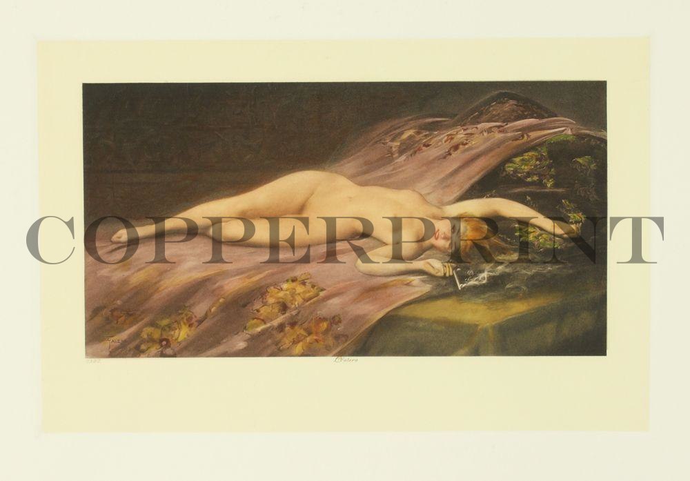 weibliches Aktmodel liegend auf Tuch Kunstdruck Tiefdruck