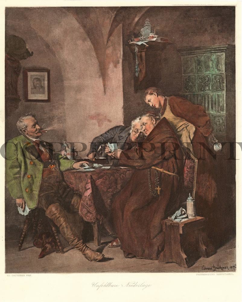 Männer beim Kartenspielen Kunstdruck Tiefdruck