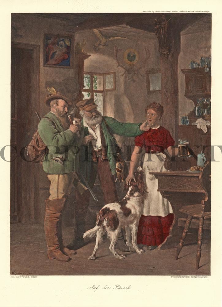 Leute mit Hund Kunstdruck Tiefdruck