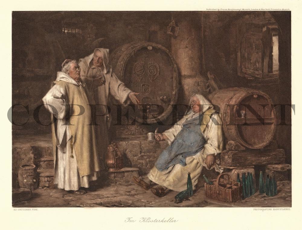 Drei Männer im Klosterkeller Kunstdruck Tiefdruck