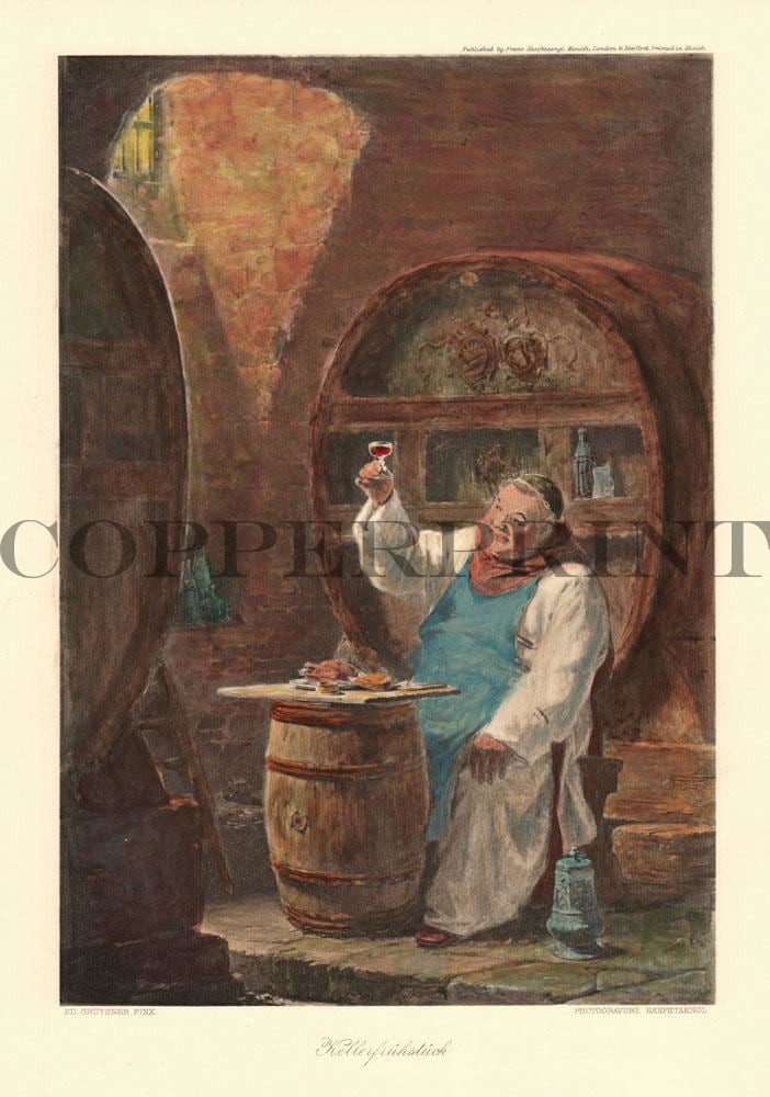 Mann im Weinkeller Kunstdruck Tiefdruck