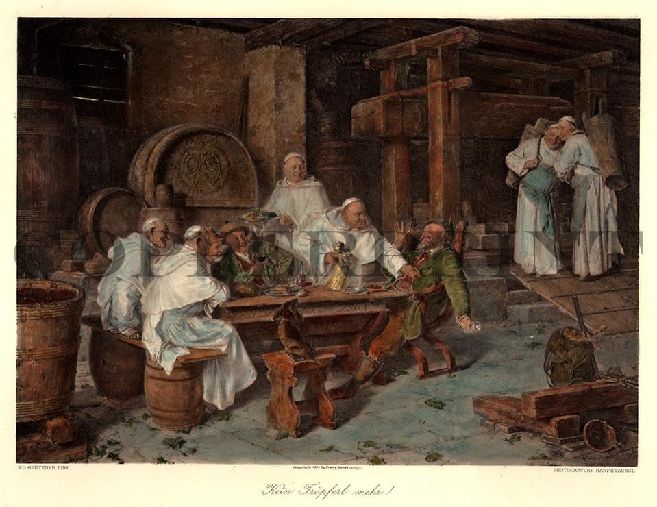 Mönche im Weinkeller Kunstdruck Tiefdruck