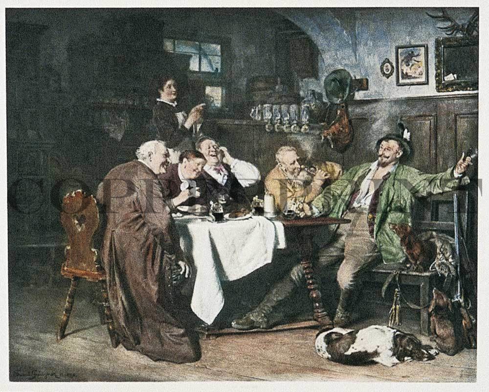 Männer in der Trinkrunde Kunstdruck Tiefdruck