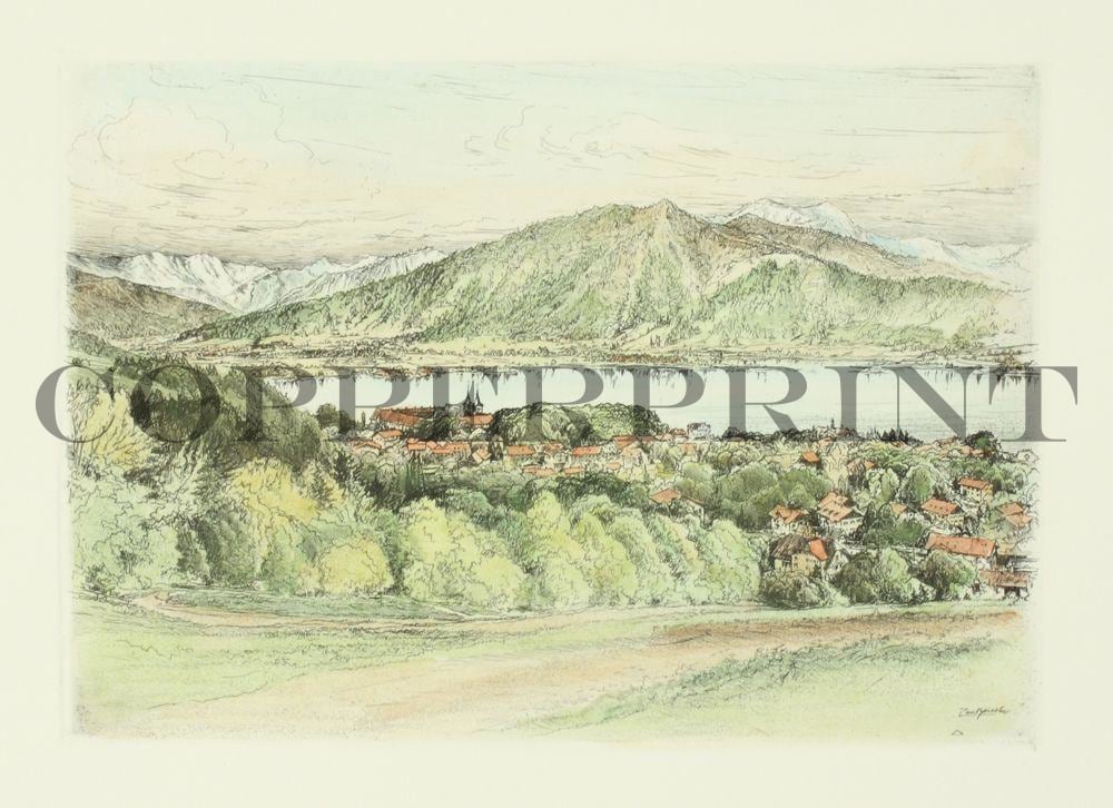 Landschaft mit Tegernsee Kunstdruck Tiefdruck