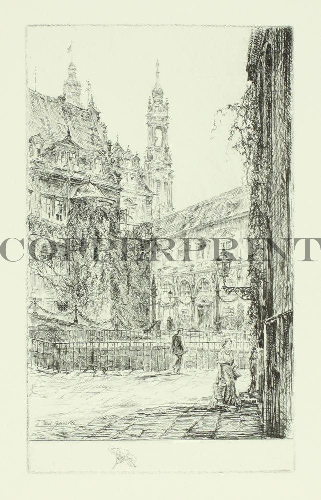 Stadtansicht von Dresden mit Stallhof Kunstdruck Tiefdruck