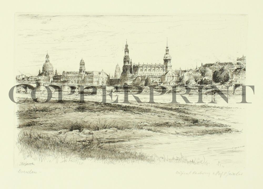 Stadtansicht von Dresden Kunstdruck Tiefdruck