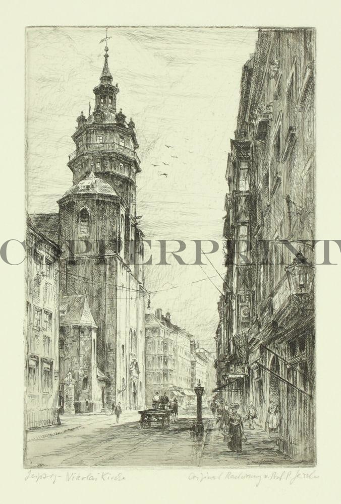 Stadtansicht von Leipzig Nicolai Kirche Kunstdruck Tiefdruck