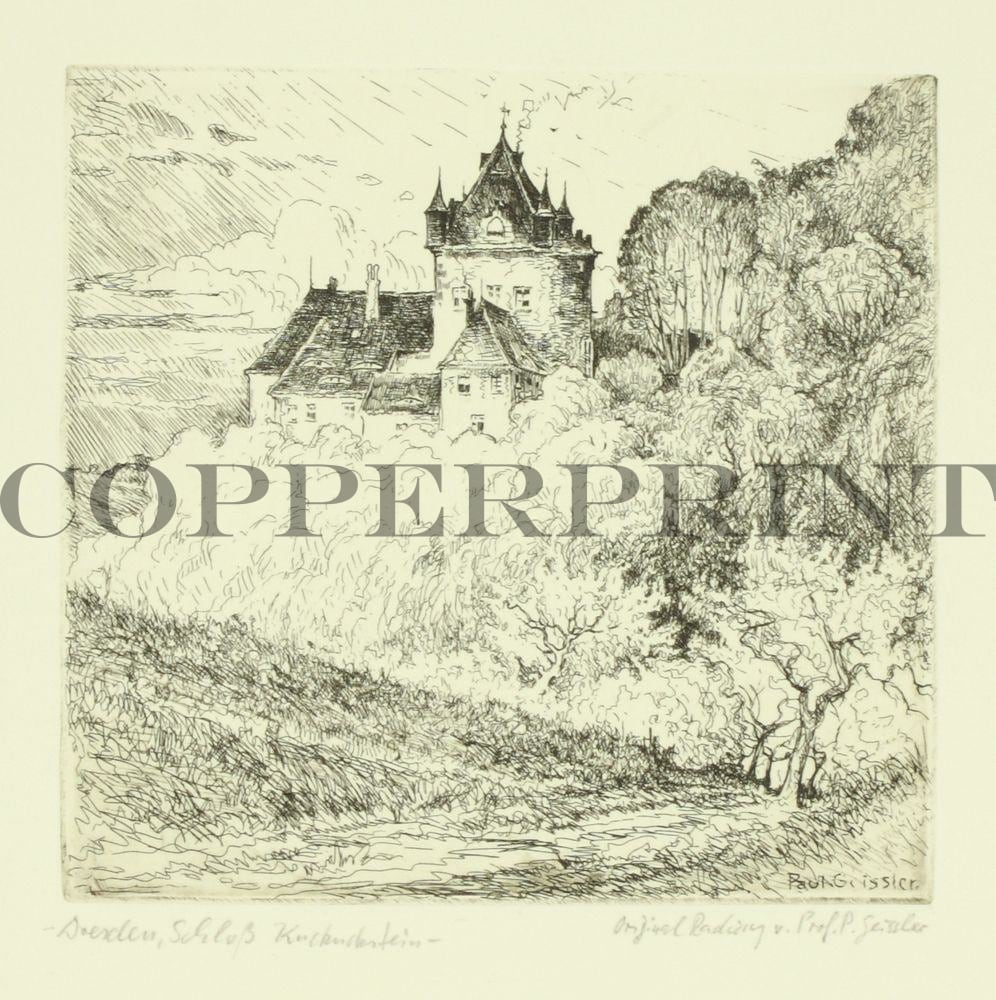 Stadtansicht von Schloß Kuckuckstein Kunstdruck Tiefdruck