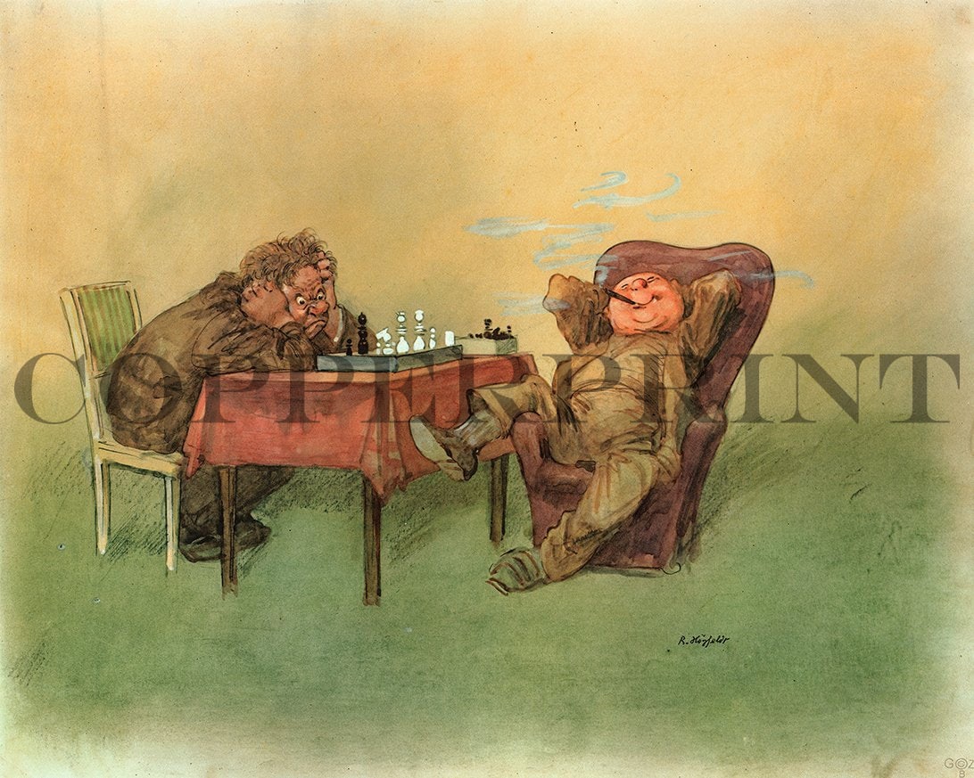 Männer beim Schachspiel Kunstdruck Tiefdruck