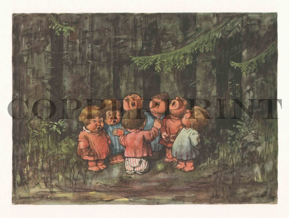 Kinderchor singt im Wald Kunstdruck Tiefdruck