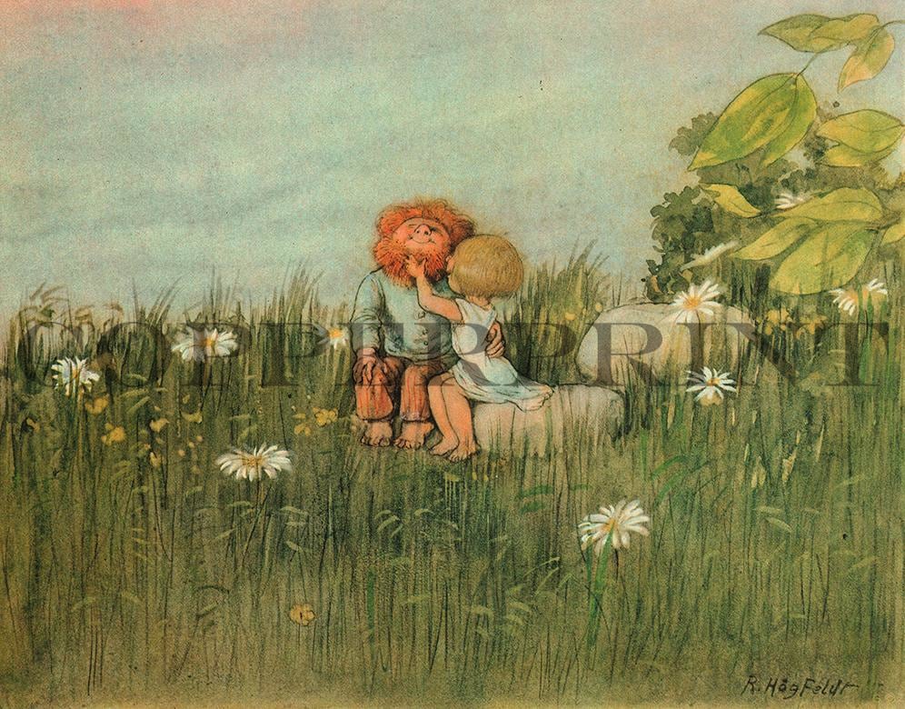 Kind kitzelt Bären Kunstdruck Tiefdruck