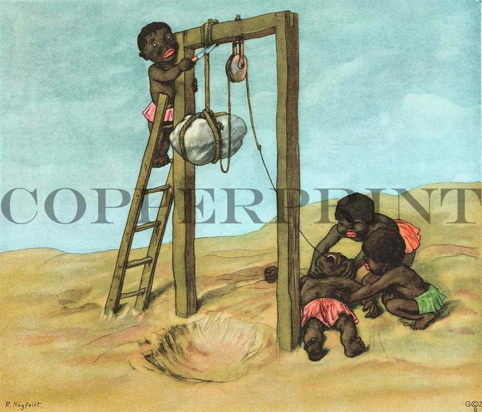 Illustration von Kindern die Zahn ziehen Kunstdruck Tiefdruck