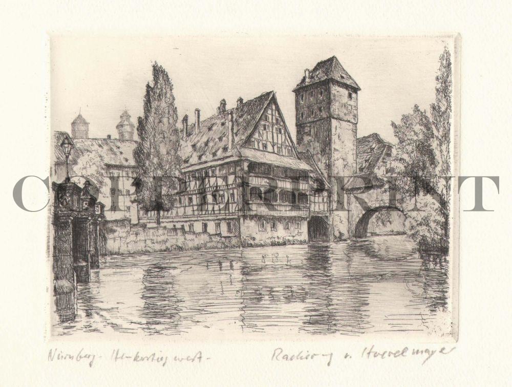 Stadtansicht von Nürnberg mit Weinstadtl Kunstdruck Tiefdruck